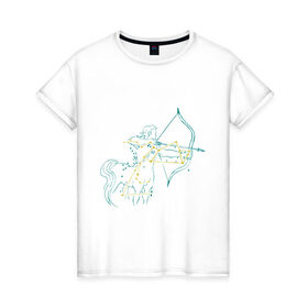 Женская футболка хлопок с принтом Стрелец-Зодиак в Кировске, 100% хлопок | прямой крой, круглый вырез горловины, длина до линии бедер, слегка спущенное плечо | 