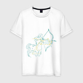 Мужская футболка хлопок с принтом Стрелец-Зодиак в Кировске, 100% хлопок | прямой крой, круглый вырез горловины, длина до линии бедер, слегка спущенное плечо. | 