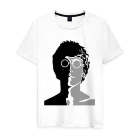 Мужская футболка хлопок с принтом Джон Леннон в Кировске, 100% хлопок | прямой крой, круглый вырез горловины, длина до линии бедер, слегка спущенное плечо. | Тематика изображения на принте: 