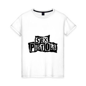 Женская футболка хлопок с принтом Sex Pistols в Кировске, 100% хлопок | прямой крой, круглый вырез горловины, длина до линии бедер, слегка спущенное плечо | metall | punk | rock | метал | металл | панк | панк рок | рок