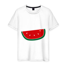 Мужская футболка хлопок с принтом Watermelon в Кировске, 100% хлопок | прямой крой, круглый вырез горловины, длина до линии бедер, слегка спущенное плечо. | watermelon | арбуз | долька арбуза | фрукт | ягода