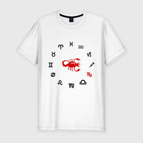 Мужская футболка премиум с принтом Скорпион (5) в Кировске, 92% хлопок, 8% лайкра | приталенный силуэт, круглый вырез ворота, длина до линии бедра, короткий рукав | zodiac | гороскоп | знак зодиака | знаки зодиака | скрпион