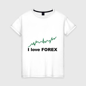 Женская футболка хлопок с принтом Я люблю Форекс в Кировске, 100% хлопок | прямой крой, круглый вырез горловины, длина до линии бедер, слегка спущенное плечо | forex | биржа | график | котировки | торговля | трейдер