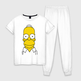 Женская пижама хлопок с принтом Simpsons (11) в Кировске, 100% хлопок | брюки и футболка прямого кроя, без карманов, на брюках мягкая резинка на поясе и по низу штанин | гомер