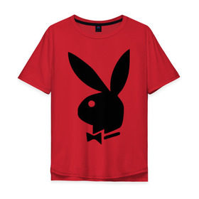 Мужская футболка хлопок Oversize с принтом Playboy в Кировске, 100% хлопок | свободный крой, круглый ворот, “спинка” длиннее передней части | кролик | плейбой