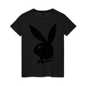 Женская футболка хлопок с принтом Playboy в Кировске, 100% хлопок | прямой крой, круглый вырез горловины, длина до линии бедер, слегка спущенное плечо | кролик | плейбой