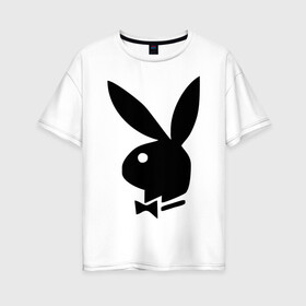Женская футболка хлопок Oversize с принтом Playboy в Кировске, 100% хлопок | свободный крой, круглый ворот, спущенный рукав, длина до линии бедер
 | кролик | плейбой