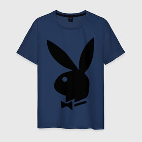 Мужская футболка хлопок с принтом Playboy в Кировске, 100% хлопок | прямой крой, круглый вырез горловины, длина до линии бедер, слегка спущенное плечо. | кролик | плейбой
