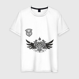 Мужская футболка хлопок с принтом Кельтский орнамент в Кировске, 100% хлопок | прямой крой, круглый вырез горловины, длина до линии бедер, слегка спущенное плечо. | кельты | крылья | трайбл