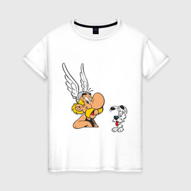 Женская футболка хлопок с принтом астерикс 6 в Кировске, 100% хлопок | прямой крой, круглый вырез горловины, длина до линии бедер, слегка спущенное плечо | астерикс | астерикс и обеликс | обеликс