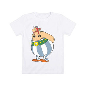 Детская футболка хлопок с принтом Обеликс в Кировске, 100% хлопок | круглый вырез горловины, полуприлегающий силуэт, длина до линии бедер | астерикс | астерикс и обеликс | обеликс