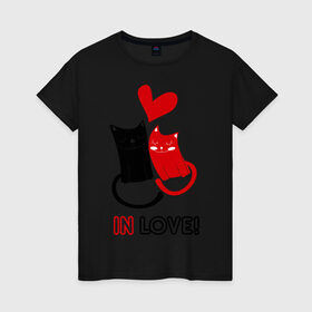 Женская футболка хлопок с принтом In love в Кировске, 100% хлопок | прямой крой, круглый вырез горловины, длина до линии бедер, слегка спущенное плечо | 