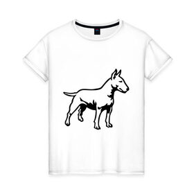 Женская футболка хлопок с принтом Бойцовская собака в Кировске, 100% хлопок | прямой крой, круглый вырез горловины, длина до линии бедер, слегка спущенное плечо | бойцовская собака | домашние животные | животные | пес | песик | собака