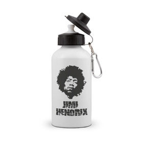 Бутылка спортивная с принтом Jimi Hendrix в Кировске, металл | емкость — 500 мл, в комплекте две пластиковые крышки и карабин для крепления | 60е | гитарист | джими хендрикс | джимми хендрикс | ретро | рок