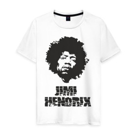 Мужская футболка хлопок с принтом Jimi Hendrix в Кировске, 100% хлопок | прямой крой, круглый вырез горловины, длина до линии бедер, слегка спущенное плечо. | Тематика изображения на принте: 60е | гитарист | джими хендрикс | джимми хендрикс | ретро | рок