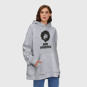 Худи SuperOversize хлопок с принтом Jimi Hendrix в Кировске, 70% хлопок, 30% полиэстер, мягкий начес внутри | карман-кенгуру, эластичная резинка на манжетах и по нижней кромке, двухслойный капюшон
 | 60е | гитарист | джими хендрикс | джимми хендрикс | ретро | рок