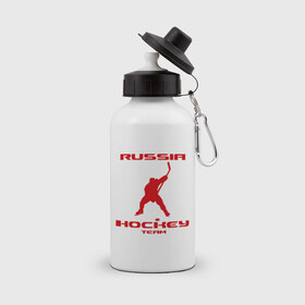 Бутылка спортивная с принтом Хоккей (13) в Кировске, металл | емкость — 500 мл, в комплекте две пластиковые крышки и карабин для крепления | hockey | nhl | лига | нхл | россия | хокей | хоккей