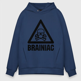 Мужское худи Oversize хлопок с принтом Brainiac в Кировске, френч-терри — 70% хлопок, 30% полиэстер. Мягкий теплый начес внутри —100% хлопок | боковые карманы, эластичные манжеты и нижняя кромка, капюшон на магнитной кнопке | brainiac | брейниак | комиксы | мозг | череп