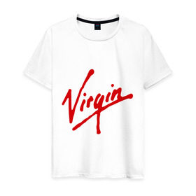 Мужская футболка хлопок с принтом Virgin в Кировске, 100% хлопок | прямой крой, круглый вырез горловины, длина до линии бедер, слегка спущенное плечо. | антибренд | бренд | компания | корпорация | логотип | ричард брэнсон