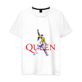 Мужская футболка хлопок с принтом Queen(2) в Кировске, 100% хлопок | прямой крой, круглый вырез горловины, длина до линии бедер, слегка спущенное плечо. | rock | классический рок | куин | меркури | меркьюри | рок | фредди | фреди