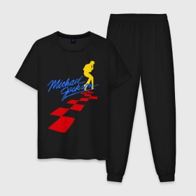 Мужская пижама хлопок с принтом Michael Jackson (11) в Кировске, 100% хлопок | брюки и футболка прямого кроя, без карманов, на брюках мягкая резинка на поясе и по низу штанин
 | майкл джексон