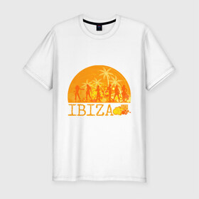 Мужская футболка премиум с принтом Ibiza (8) в Кировске, 92% хлопок, 8% лайкра | приталенный силуэт, круглый вырез ворота, длина до линии бедра, короткий рукав | ibiza | ибица | люди | силуэты | фестиваль | электронная музыка
