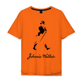 Мужская футболка хлопок Oversize с принтом Johnnie Walker (2) в Кировске, 100% хлопок | свободный крой, круглый ворот, “спинка” длиннее передней части | johnnie walker | бар | бармен | виски | джонни уокер