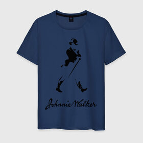 Мужская футболка хлопок с принтом Johnnie Walker (2) в Кировске, 100% хлопок | прямой крой, круглый вырез горловины, длина до линии бедер, слегка спущенное плечо. | johnnie walker | бар | бармен | виски | джонни уокер