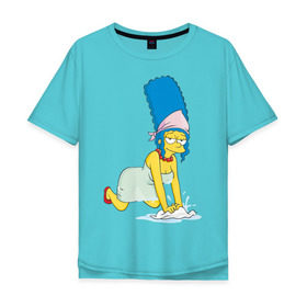 Мужская футболка хлопок Oversize с принтом Мардж в Кировске, 100% хлопок | свободный крой, круглый ворот, “спинка” длиннее передней части | simpsons | мардж | симпсоны | симсоны
