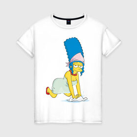 Женская футболка хлопок с принтом Мардж в Кировске, 100% хлопок | прямой крой, круглый вырез горловины, длина до линии бедер, слегка спущенное плечо | simpsons | мардж | симпсоны | симсоны