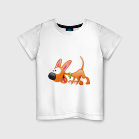 Детская футболка хлопок с принтом Cartoon dog (2) в Кировске, 100% хлопок | круглый вырез горловины, полуприлегающий силуэт, длина до линии бедер | мультяшный | песик | собака