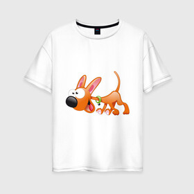 Женская футболка хлопок Oversize с принтом Cartoon dog (2) в Кировске, 100% хлопок | свободный крой, круглый ворот, спущенный рукав, длина до линии бедер
 | мультяшный | песик | собака