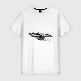 Мужская футболка премиум с принтом Музыка (12) в Кировске, 92% хлопок, 8% лайкра | приталенный силуэт, круглый вырез ворота, длина до линии бедра, короткий рукав | вертушки | музыка | наушники | пластинки