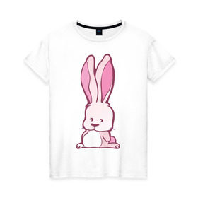Женская футболка хлопок с принтом Sweet rabbit в Кировске, 100% хлопок | прямой крой, круглый вырез горловины, длина до линии бедер, слегка спущенное плечо | 