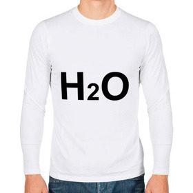Мужской лонгслив хлопок с принтом H2O в Кировске, 100% хлопок |  | Тематика изображения на принте: вода | наука | формула | химический | химия