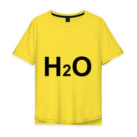 Мужская футболка хлопок Oversize с принтом H2O в Кировске, 100% хлопок | свободный крой, круглый ворот, “спинка” длиннее передней части | Тематика изображения на принте: вода | наука | формула | химический | химия