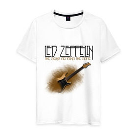 Мужская футболка хлопок с принтом Led Zeppelin (2) в Кировске, 100% хлопок | прямой крой, круглый вырез горловины, длина до линии бедер, слегка спущенное плечо. | Тематика изображения на принте: heavy metal | led zepelin | metal | rock | trash metal | квартет | лед | метал | рок | рок группа | рок группы | трэш метал | хеви метал | цеппелин
