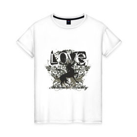 Женская футболка хлопок с принтом Love (13) в Кировске, 100% хлопок | прямой крой, круглый вырез горловины, длина до линии бедер, слегка спущенное плечо | 8 марта | love | девушкам | лав | лошадка | лошадь | любовь | узоры