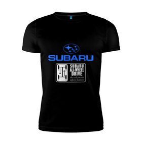 Мужская футболка премиум с принтом Subaru (2) в Кировске, 92% хлопок, 8% лайкра | приталенный силуэт, круглый вырез ворота, длина до линии бедра, короткий рукав | auto | subaru | авто | автобренды | автогонки | автомобиль | субарик | субару | тачки