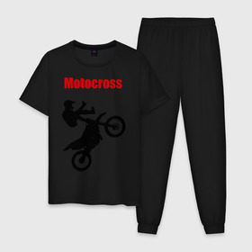 Мужская пижама хлопок с принтом Motokross (4) в Кировске, 100% хлопок | брюки и футболка прямого кроя, без карманов, на брюках мягкая резинка на поясе и по низу штанин
 | moto gp | motokross | x fighters | мото | мотокросс | х файтерс | экстрим
