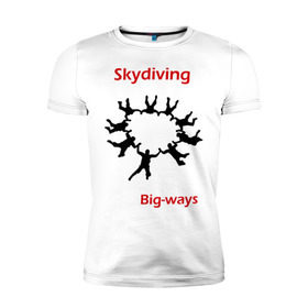 Мужская футболка премиум с принтом Skydiving в Кировске, 92% хлопок, 8% лайкра | приталенный силуэт, круглый вырез ворота, длина до линии бедра, короткий рукав | sky | skydiving | небо | парашют | парашютизм | скай | скайдайвинг