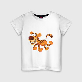 Детская футболка хлопок с принтом Леопард smile в Кировске, 100% хлопок | круглый вырез горловины, полуприлегающий силуэт, длина до линии бедер | leopard | животные | леопард | улыбка