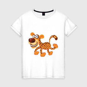 Женская футболка хлопок с принтом Леопард smile в Кировске, 100% хлопок | прямой крой, круглый вырез горловины, длина до линии бедер, слегка спущенное плечо | leopard | животные | леопард | улыбка
