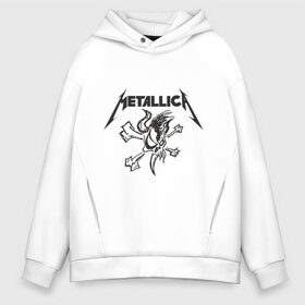 Мужское худи Oversize хлопок с принтом Metallica (8) в Кировске, френч-терри — 70% хлопок, 30% полиэстер. Мягкий теплый начес внутри —100% хлопок | боковые карманы, эластичные манжеты и нижняя кромка, капюшон на магнитной кнопке | металлика