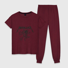 Женская пижама хлопок с принтом Metallica (8) в Кировске, 100% хлопок | брюки и футболка прямого кроя, без карманов, на брюках мягкая резинка на поясе и по низу штанин | металлика