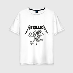 Женская футболка хлопок Oversize с принтом Metallica (8) в Кировске, 100% хлопок | свободный крой, круглый ворот, спущенный рукав, длина до линии бедер
 | металлика