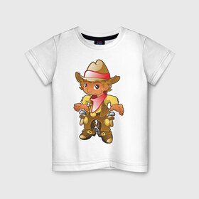 Детская футболка хлопок с принтом Ковбой в Кировске, 100% хлопок | круглый вырез горловины, полуприлегающий силуэт, длина до линии бедер | 