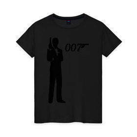 Женская футболка хлопок с принтом 007 в Кировске, 100% хлопок | прямой крой, круглый вырез горловины, длина до линии бедер, слегка спущенное плечо | james bond | агент 007 | бонд | джеймс бонд