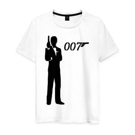 Мужская футболка хлопок с принтом 007 в Кировске, 100% хлопок | прямой крой, круглый вырез горловины, длина до линии бедер, слегка спущенное плечо. | james bond | агент 007 | бонд | джеймс бонд