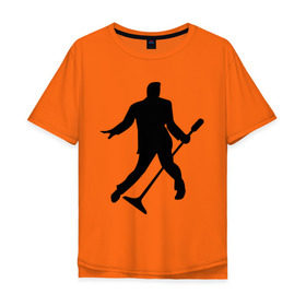 Мужская футболка хлопок Oversize с принтом Elvis Presley в Кировске, 100% хлопок | свободный крой, круглый ворот, “спинка” длиннее передней части | 